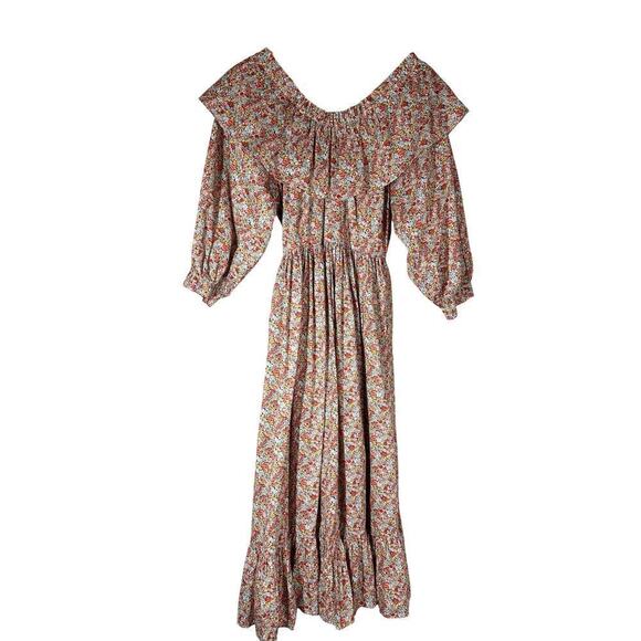 DOEN Darcy Liberty Red Chive Floral Ditsy Ruffle Long Sleeve Size XS